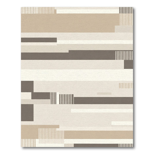 Earthy Neutral Linear Geometric Arrangement Rug