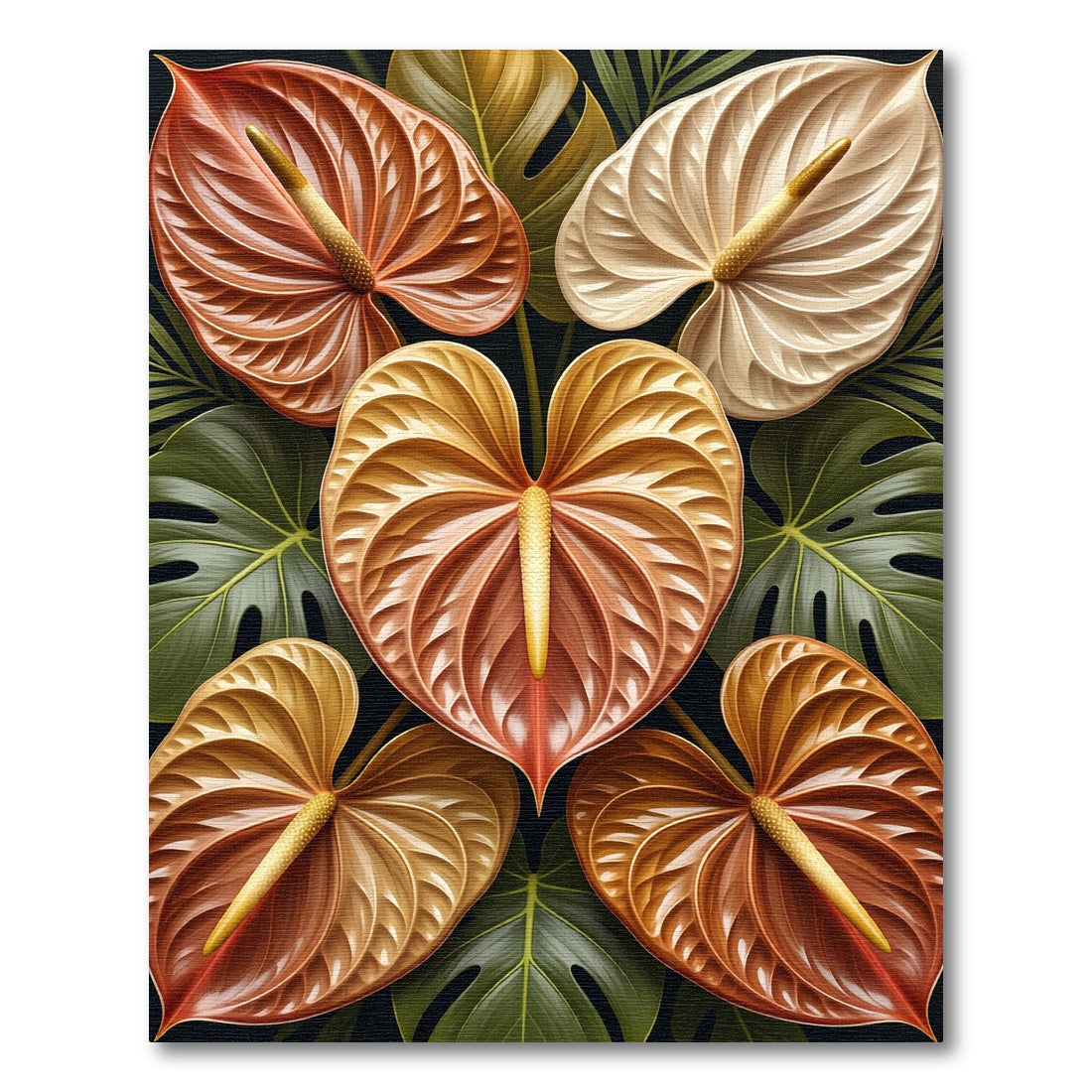Golden Earthy Anthurium Floral Arrangement Rug