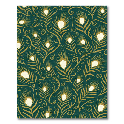 Emerald Gold Peacock Feather Flow Rug