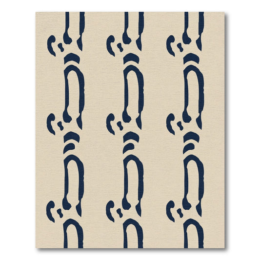 Navy Blue Abstract Vertical Stripes Rug