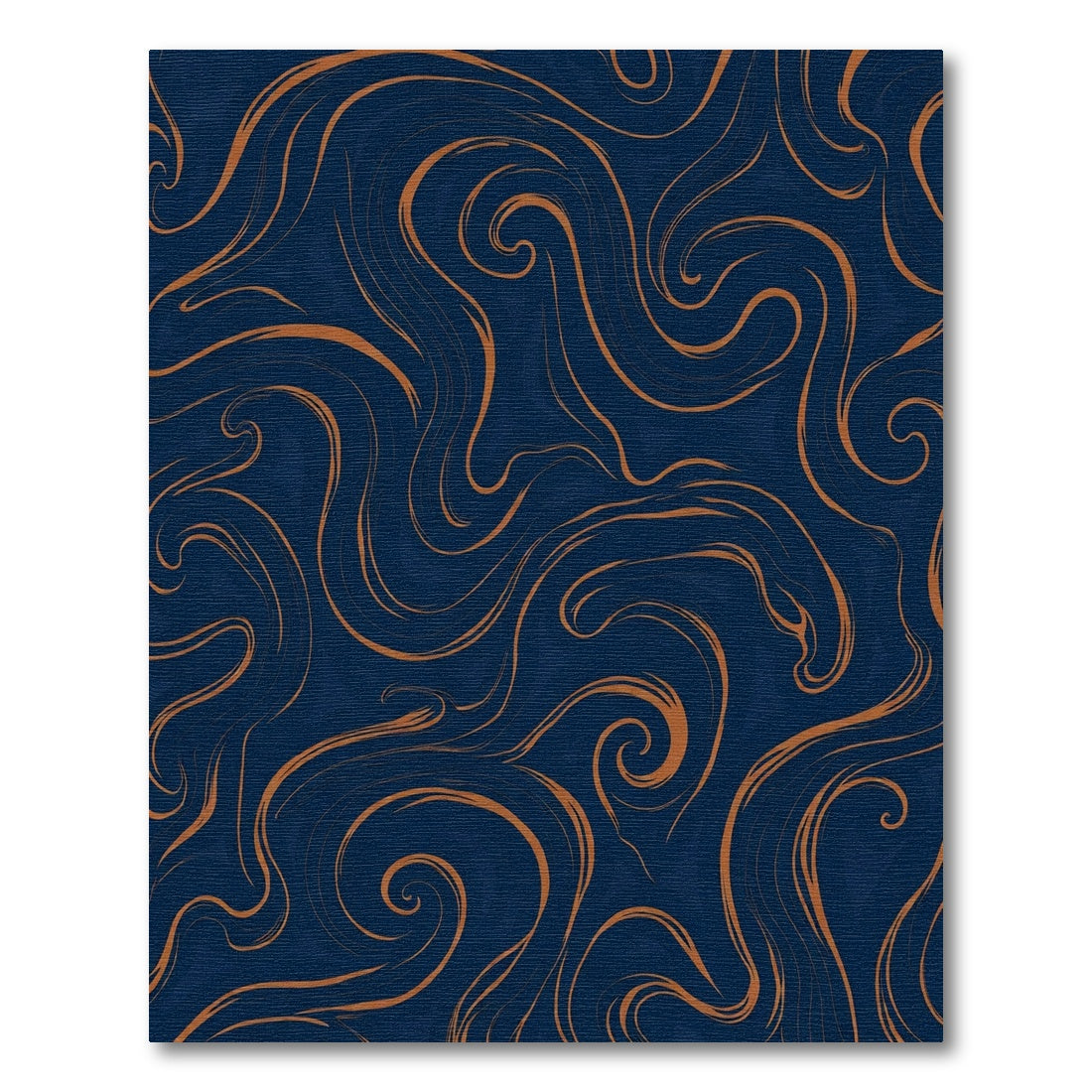 Navy Copper Swirl Abstraction Rug