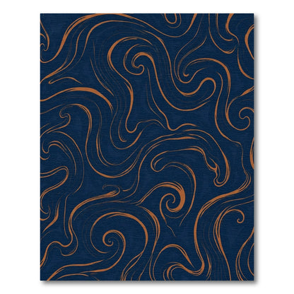 Navy Copper Swirl Abstraction Rug