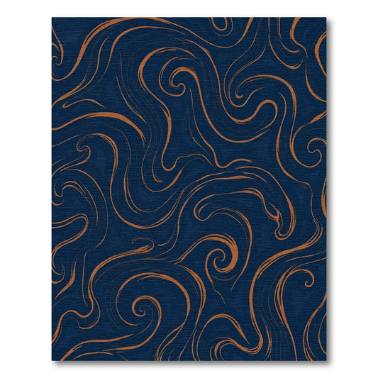 Navy Copper Swirl Abstraction Rug