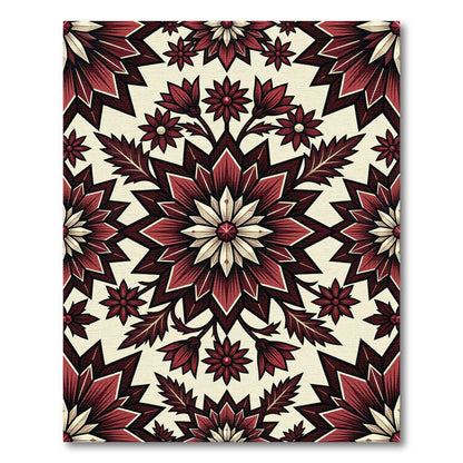 Deep Red Floral Starburst Rug