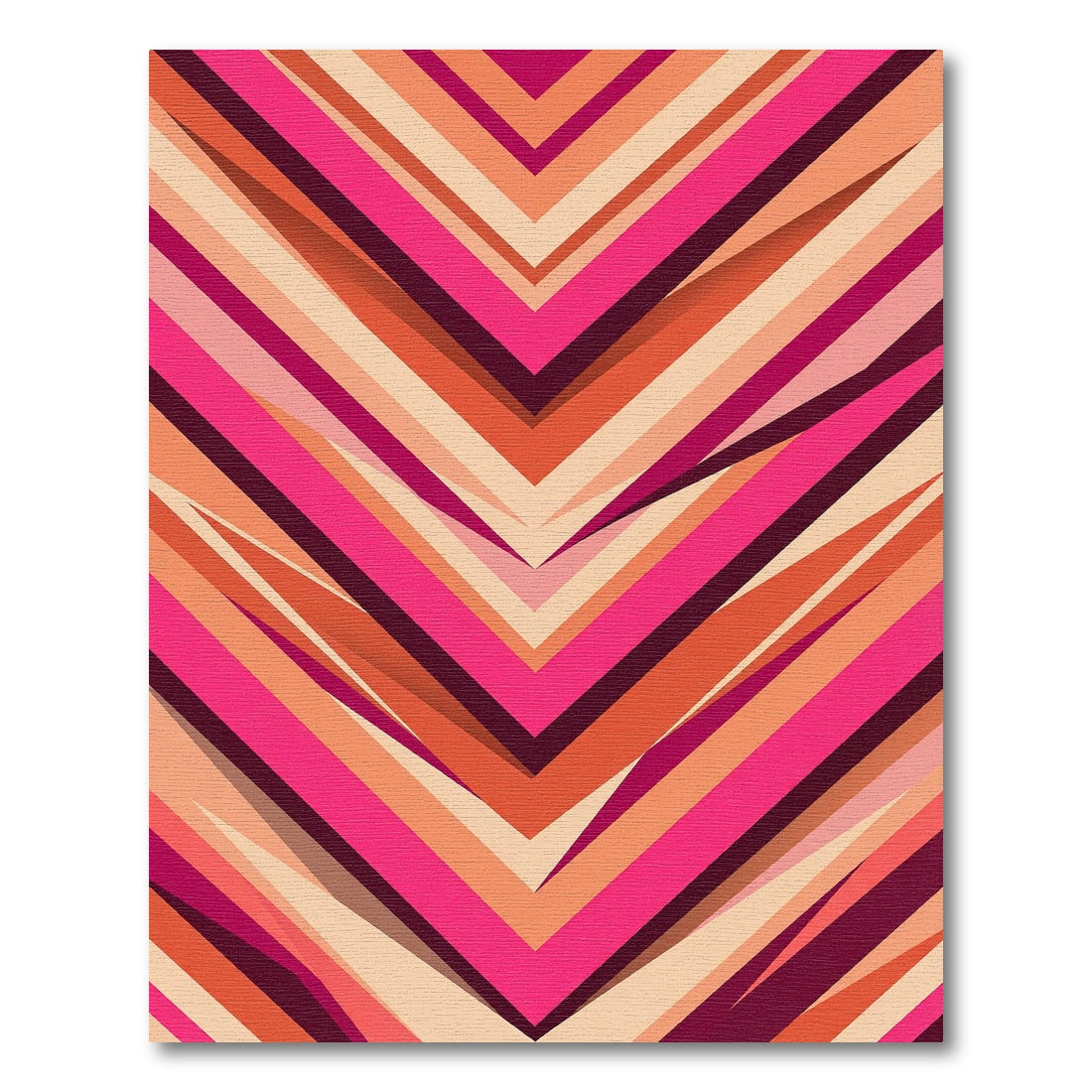 Vibrant Magenta and Orange Chevron Stripe Rug