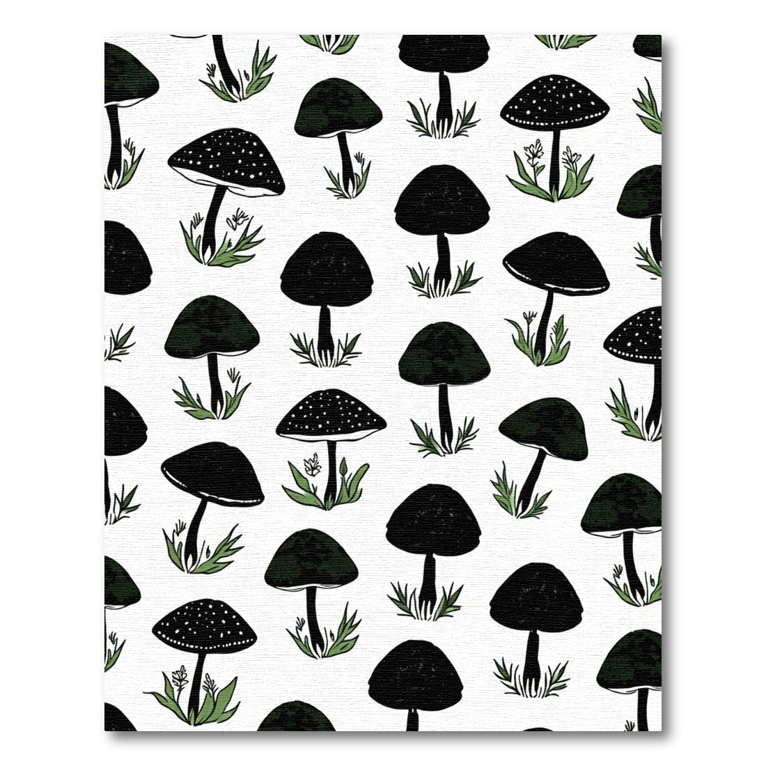 Black Mushroom Botanical Meadow Art Rug