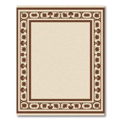 Brown Floral Star Border Frame Rug