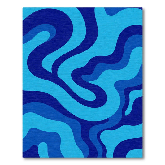 Abstract Blue Swirl Wavy Rug