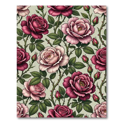 Romantic Pink Rose Garden Pattern Rug