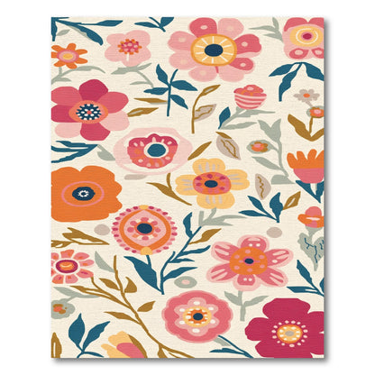 Vibrant Floral Garden With Pink Hues Rug