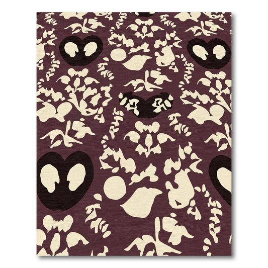 Crimson Cream Floral Heart Arrangement Rug