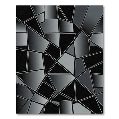 Grayscale Geometric Shattered Composition Rug