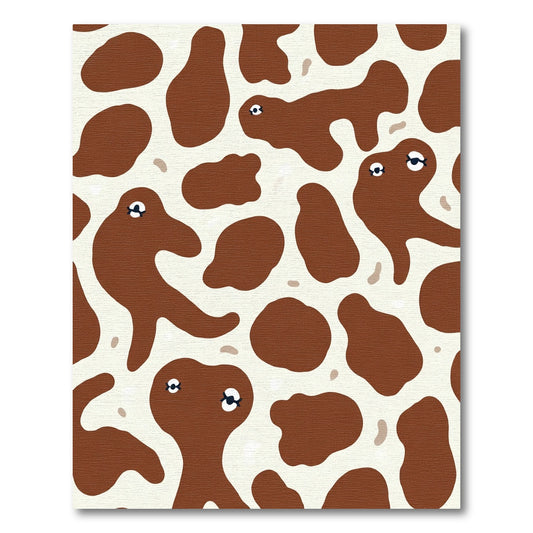 Brown White Organic Abstract Face Rug