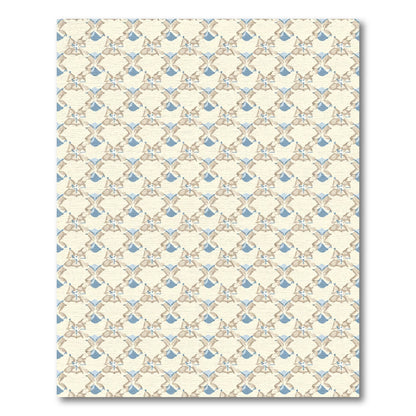 Cream Tan Blue Lattice Overlay Rug