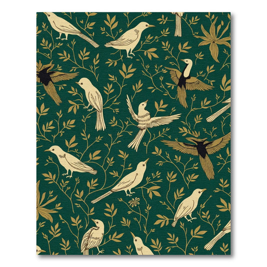 Emerald Green Golden Bird Art Rug