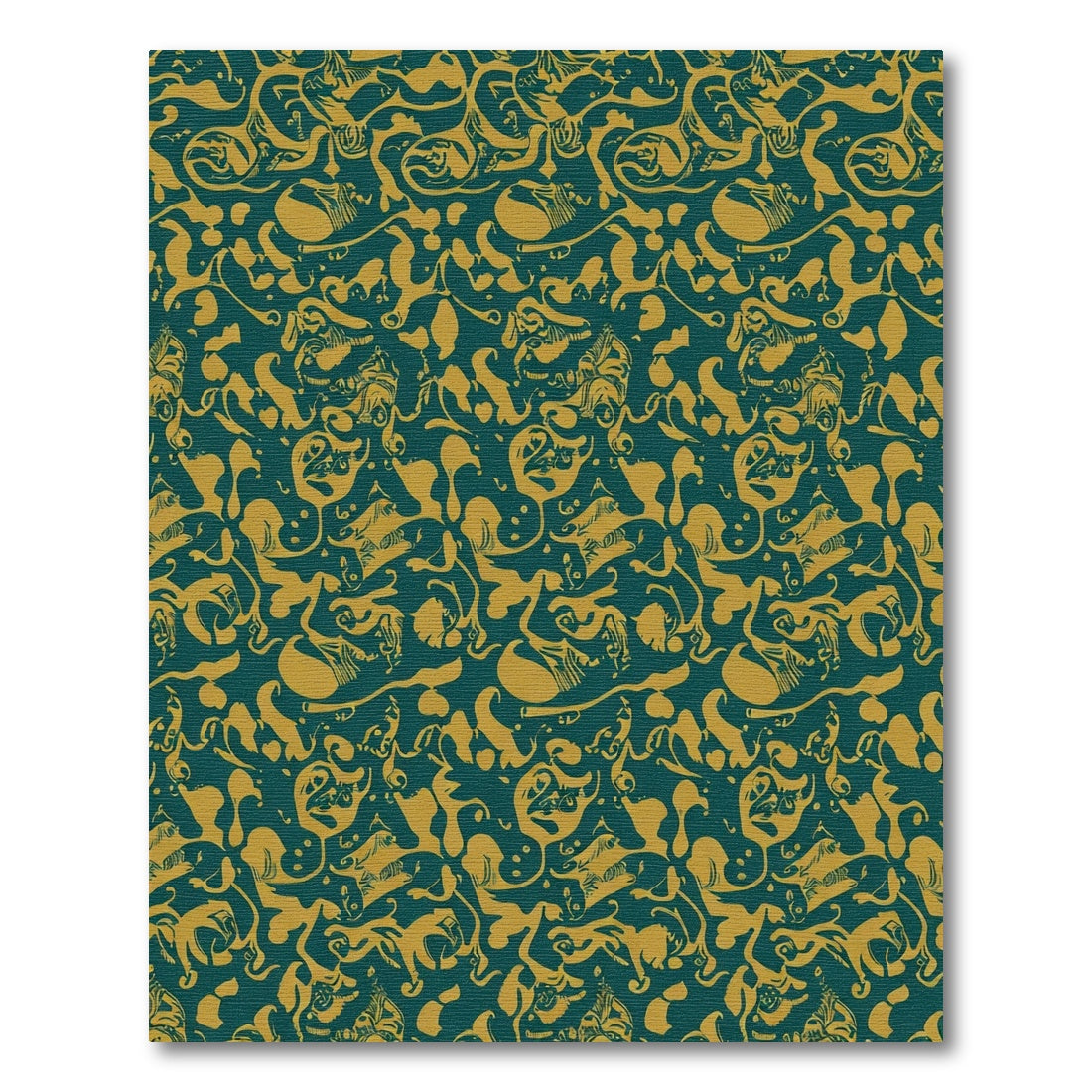 Teal Gold Abstract Swirl Animal Rug