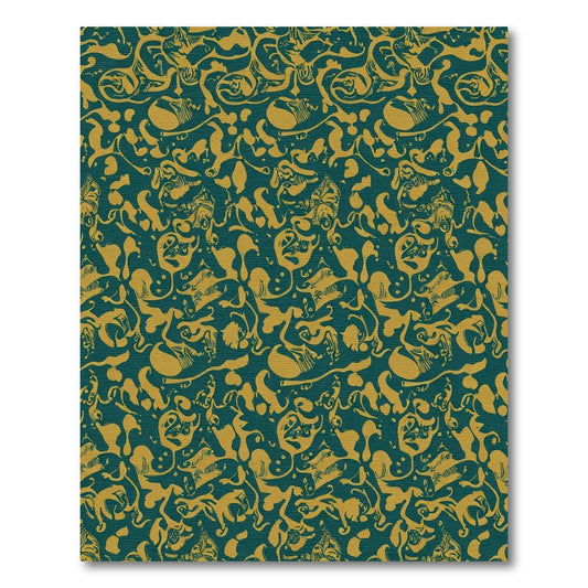 Teal Gold Abstract Swirl Animal Rug