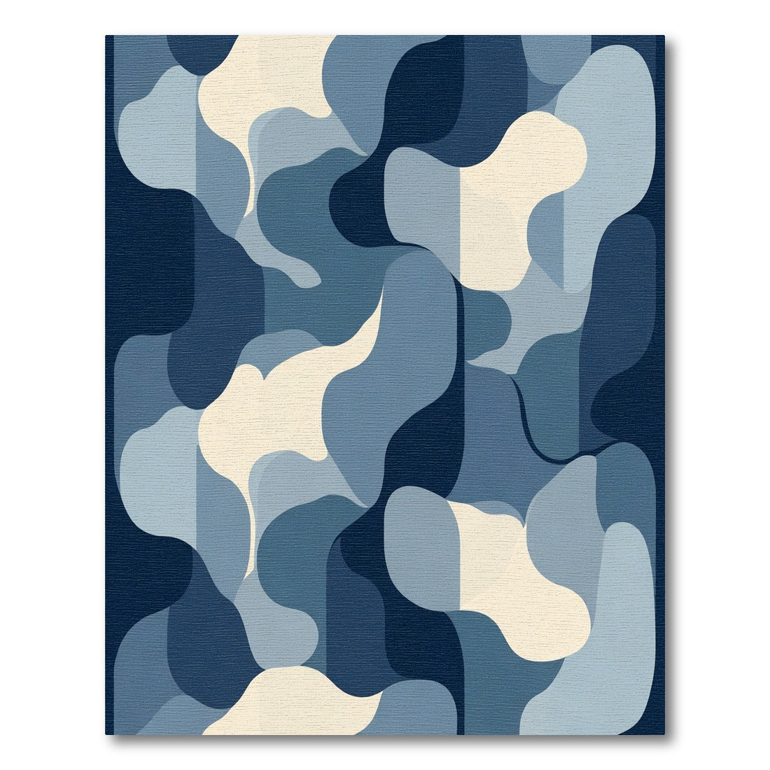 Abstract Blue Cream Organic Shapes Rug