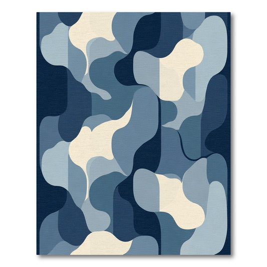 Abstract Blue Cream Organic Shapes Rug