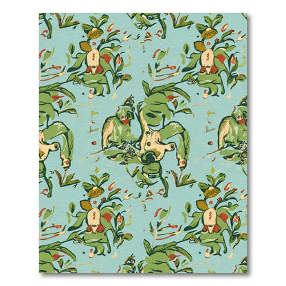 Green Leafy Branches With Figures Rug