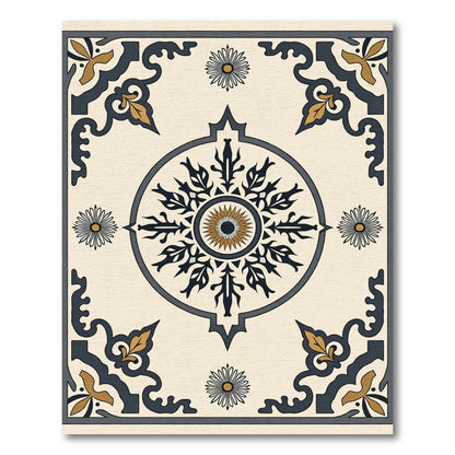 Imperial Navy Gold Sunburst Medallion Rug