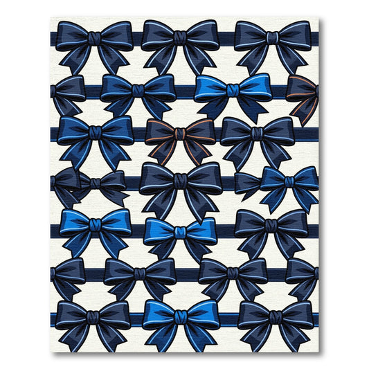 Navy Blue Satin Ribbon Bow Grid Rug
