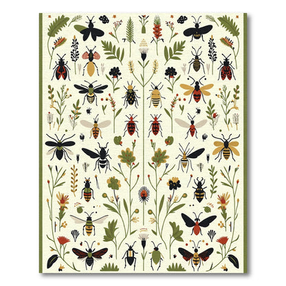 Whimsical Insect and Botanical Garden Rug