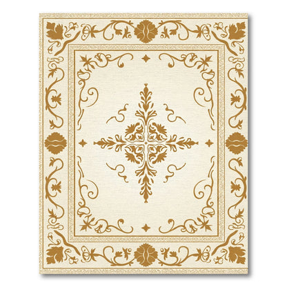 Gold Antique Floral Scroll Frame Rug