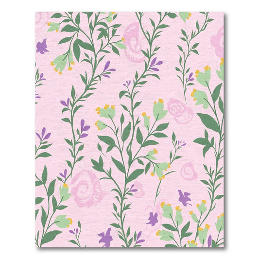 Pastel Pink Botanical Garden Floral Rug