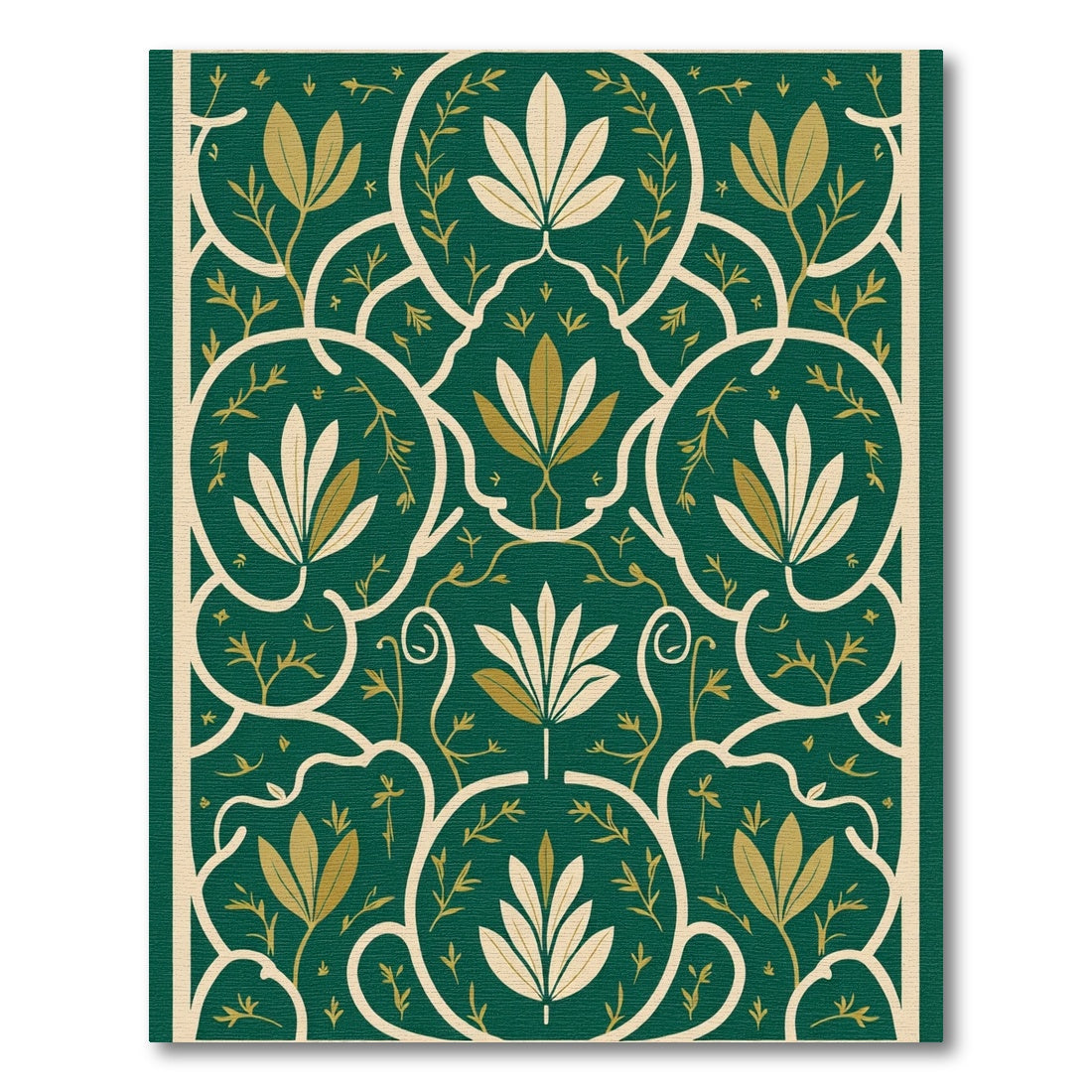 Deep Emerald Floral Vine Serpentine Rug