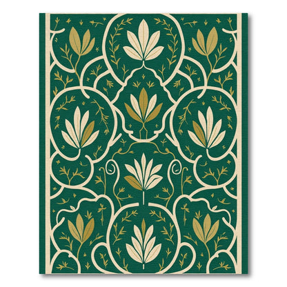 Deep Emerald Floral Vine Serpentine Rug