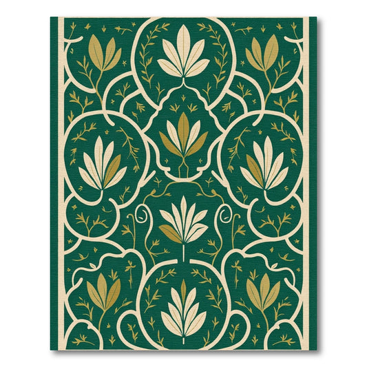 Deep Emerald Floral Vine Serpentine Rug