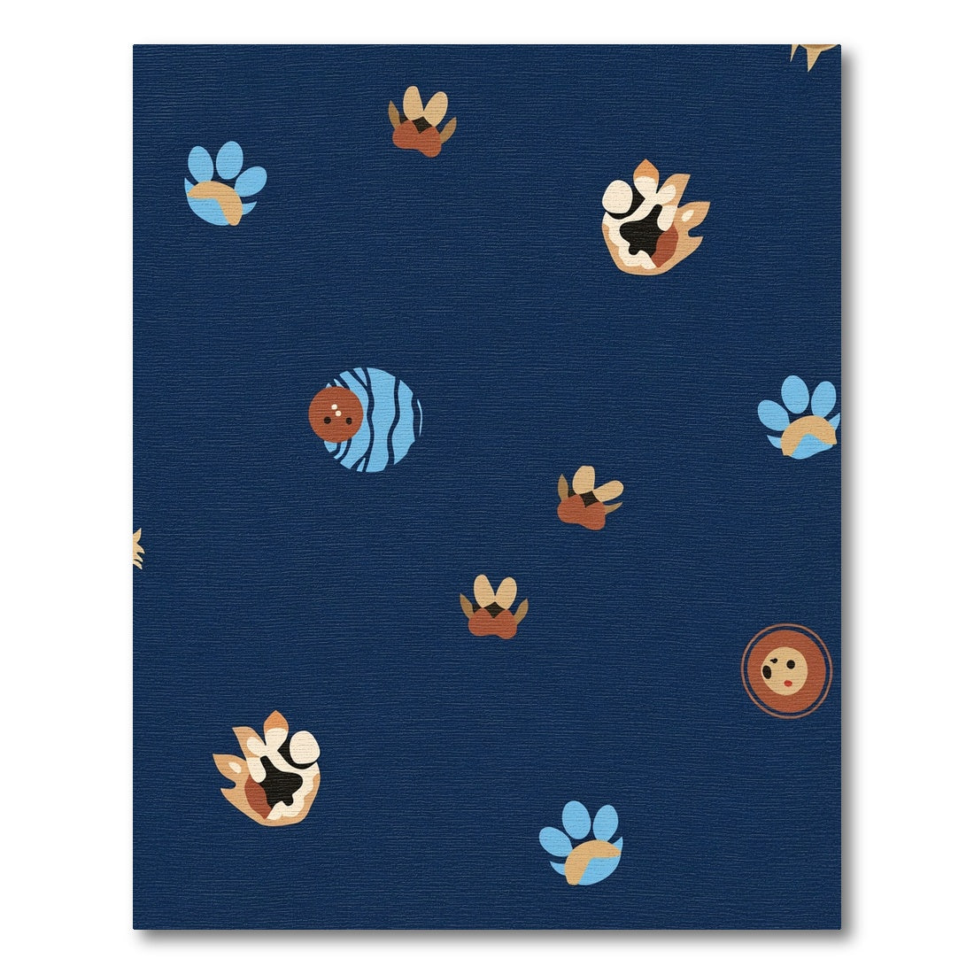 Whimsical Paw Print Medley Navy Rug