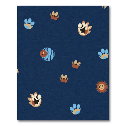 Whimsical Paw Print Medley Navy Rug