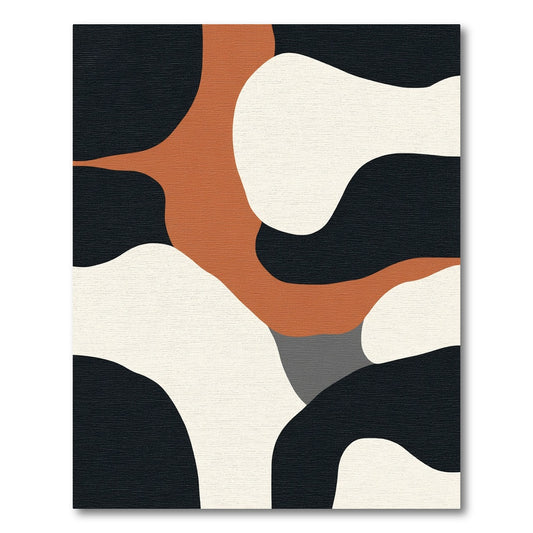 Abstract Terracotta Black Cream Harmony Rug