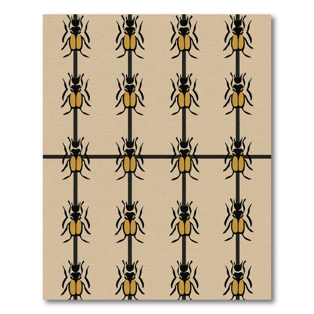 Golden Beetle Grid Graphic Rug