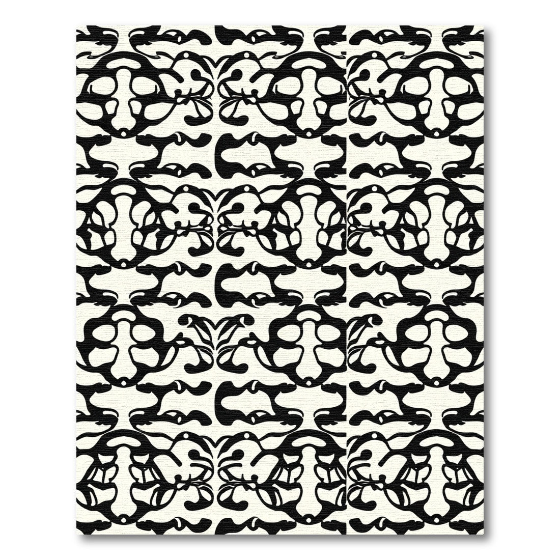Black Cream Organic Scroll Medallion Rug