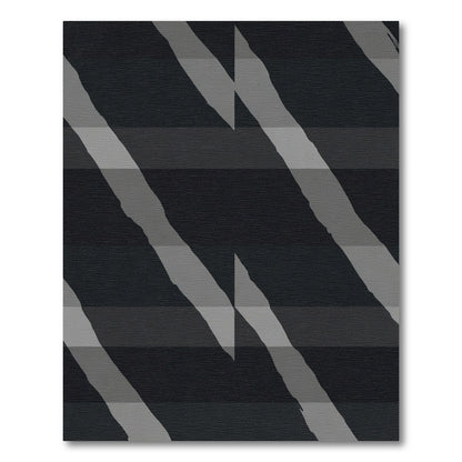 Dark Gray Diagonal Stripe Geometric Rug