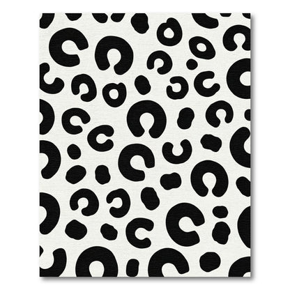Black White Spots Abstract Rug
