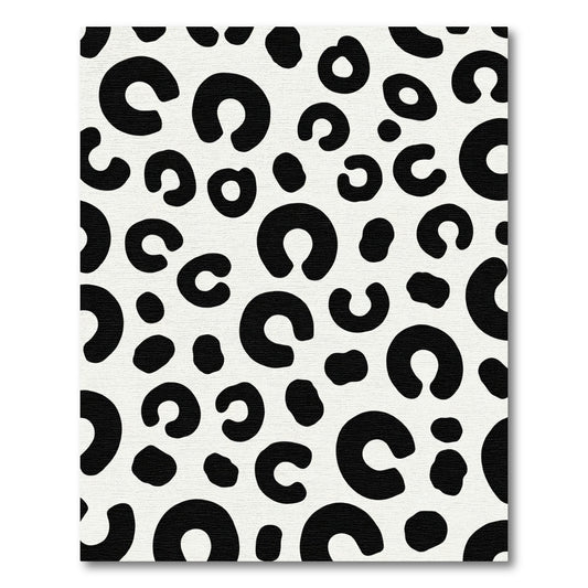 Black White Spots Abstract Rug