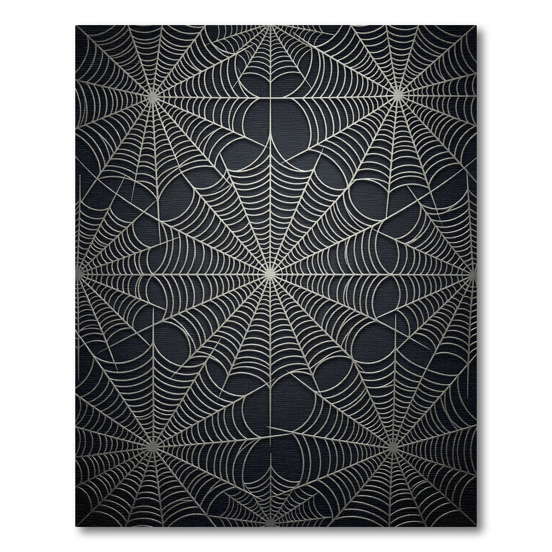 Silver Spiderwebs Dark Background Rug