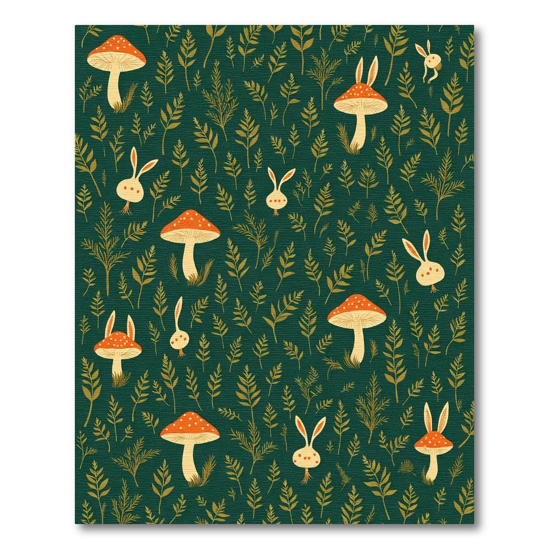 Whimsical Forest Red Mushroom Bunny Rug