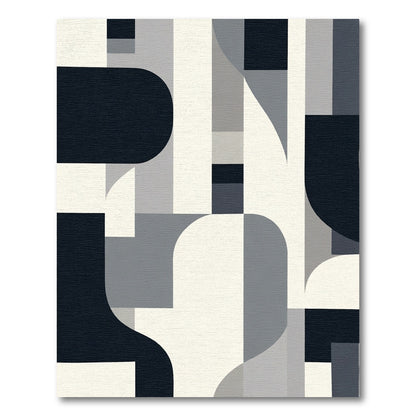Monochrome Geometric Archway Abstraction Rug