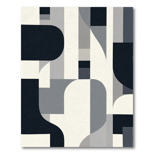 Monochrome Geometric Archway Abstraction Rug