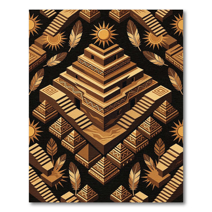 Aztec Golden Sun Pyramid Geo Rug