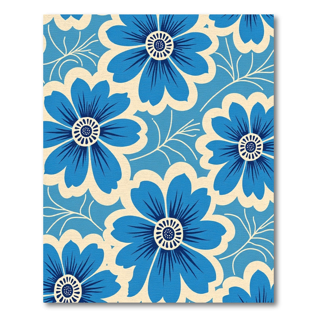 Bold Blue Floral Meadow Rug