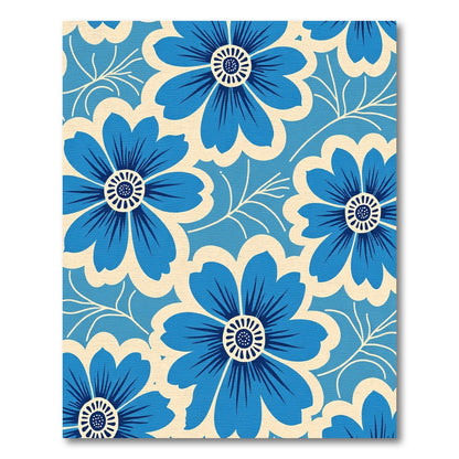 Bold Blue Floral Meadow Rug