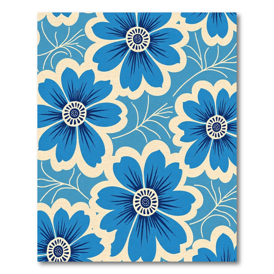 Bold Blue Floral Meadow Rug