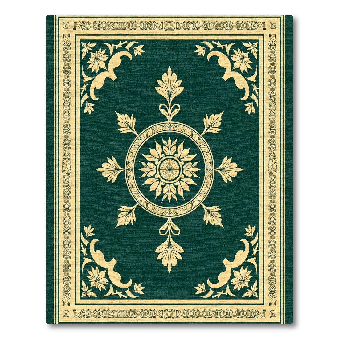 Emerald Gold Vintage Floral Medallion Rug