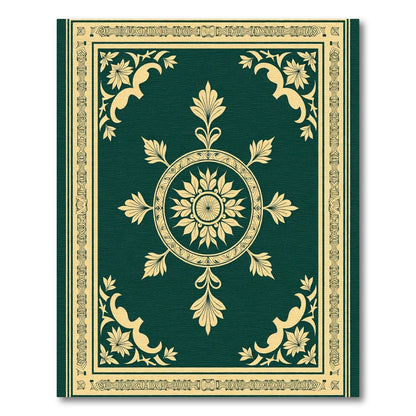 Emerald Gold Vintage Floral Medallion Rug
